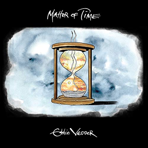 Watercolor painting of an hourglass with Eddie Vedder’s name.