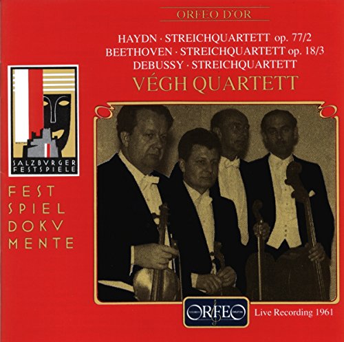 CD cover featuring the Vegh Quartet, a string ensemble in formal wear.