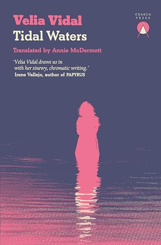 Book cover: pink silhouette of a woman by water, abstract waves.