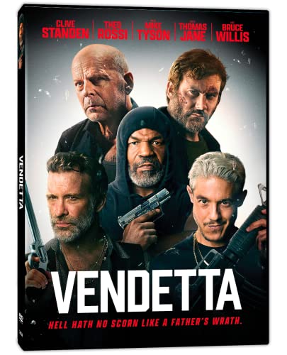 DVD cover for "Vendetta" featuring Clive Standen, Bruce Willis, and Theo Rossi.