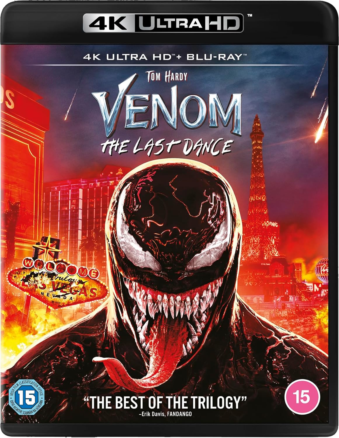 “Venom: The Last Dance” 4K UHD Blu-ray cover featuring Venom in Las Vegas.