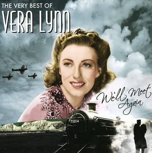 Vera Lynn CD cover with portrait, planes, and a steam train.
