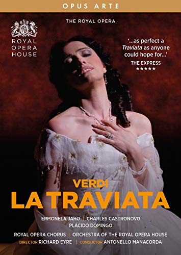 DVD cover for Verdi’s La Traviata featuring Ermonela Jaho in costume.