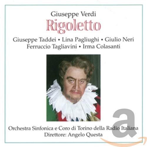 CD cover for Verdi’s “Rigoletto” (1954) featuring a portrait of a man.