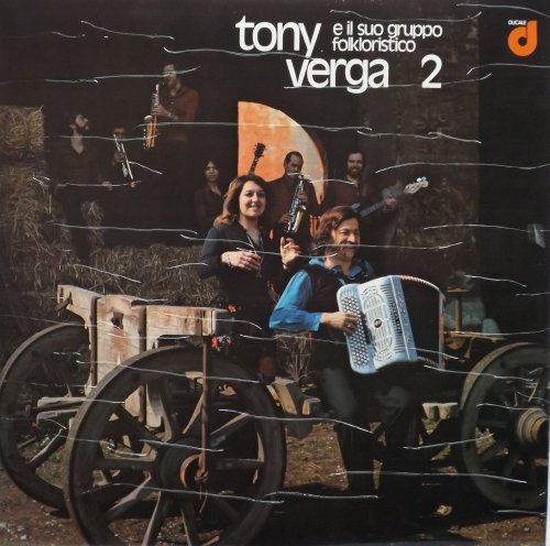 Vintage vinyl album cover featuring musicians with a tractor and fence.