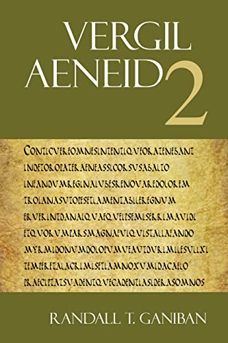 Book cover of "Aeneid 2" by Virgil, with Latin text and gold lettering.