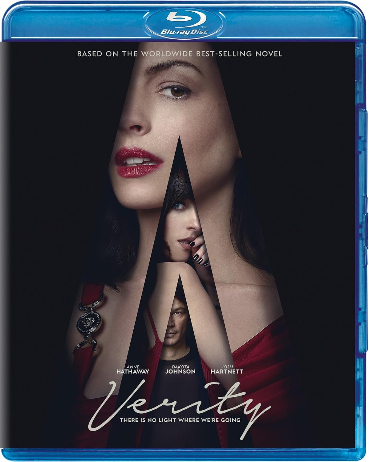 Verity" Blu-ray cover featuring Anne Hathaway, Dakota Johnson, and Josh Hartnett.
