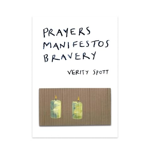 Book cover with handwritten title and image of two lit candles.