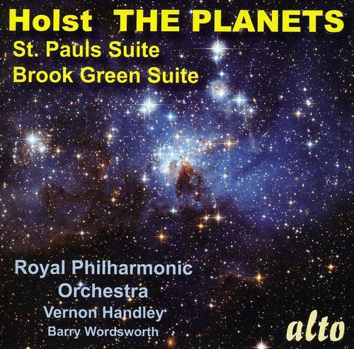 CD cover: Holst’s “The Planets” with starry nebula background.