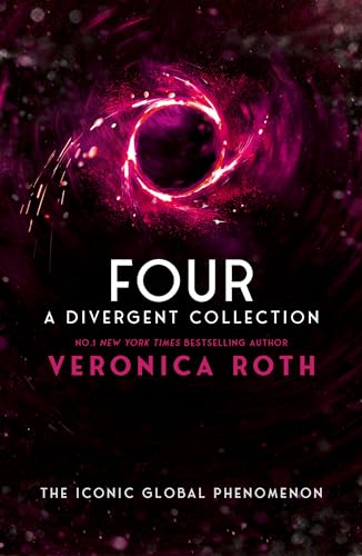 Book cover for "Four: A Divergent Collection" by Veronica Roth, with a swirling red design.