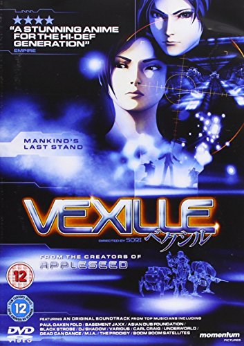 DVD cover for anime film "Vexille," featuring a woman and futuristic cityscape.
