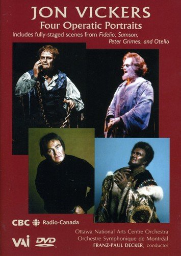 DVD cover featuring four portraits of opera singer Jon Vickers in costume.