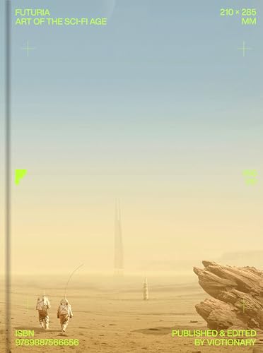 TwoSSTwo astronauts walk across a sandy desert toward a distant, tall spire.
