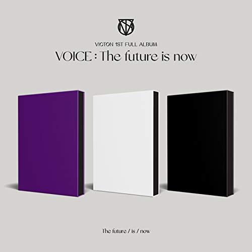 Victon album cover featuring three boxes in purple, white, and black.