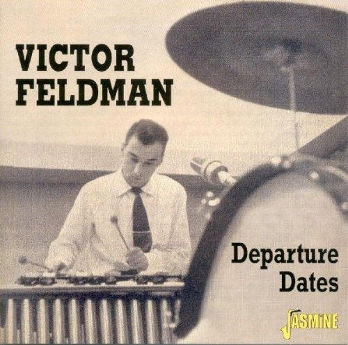 "Album cover with sepia-toned photo of Victor Feldman playing a xylophone."