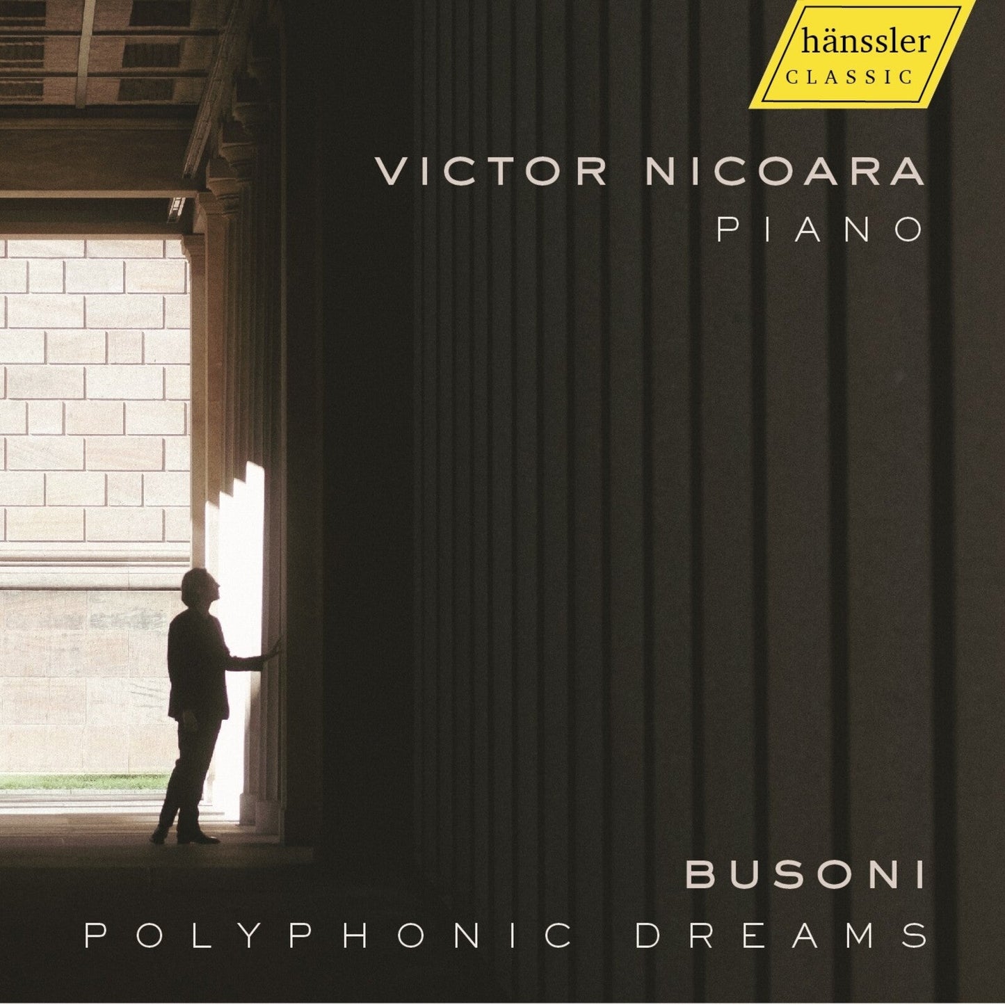 CD cover: Victor Nicoara piano album "Polyphonic Dreams" with a silhouetted figure.