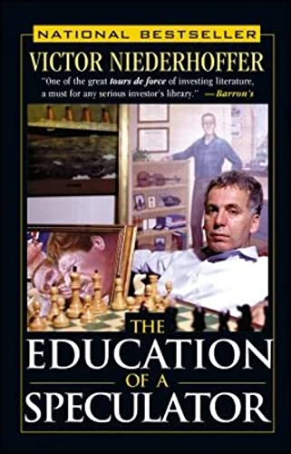 Book cover featuring portrait of Victor Niederhoffer and chess pieces.
