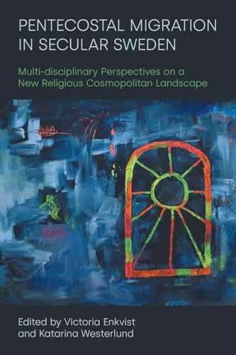 Book cover with title and abstract art of a colorful arched window in blue.