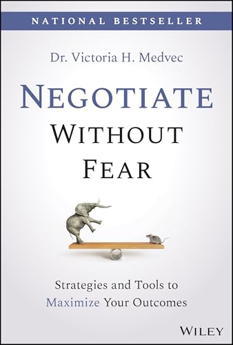 Book cover: "Negotiate Without Fear" with an elephant and mouse on a seesaw.