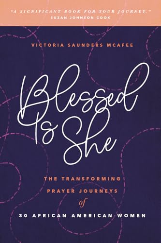 Book cover: “Blessed Is She” with swirling white script on dark purple.