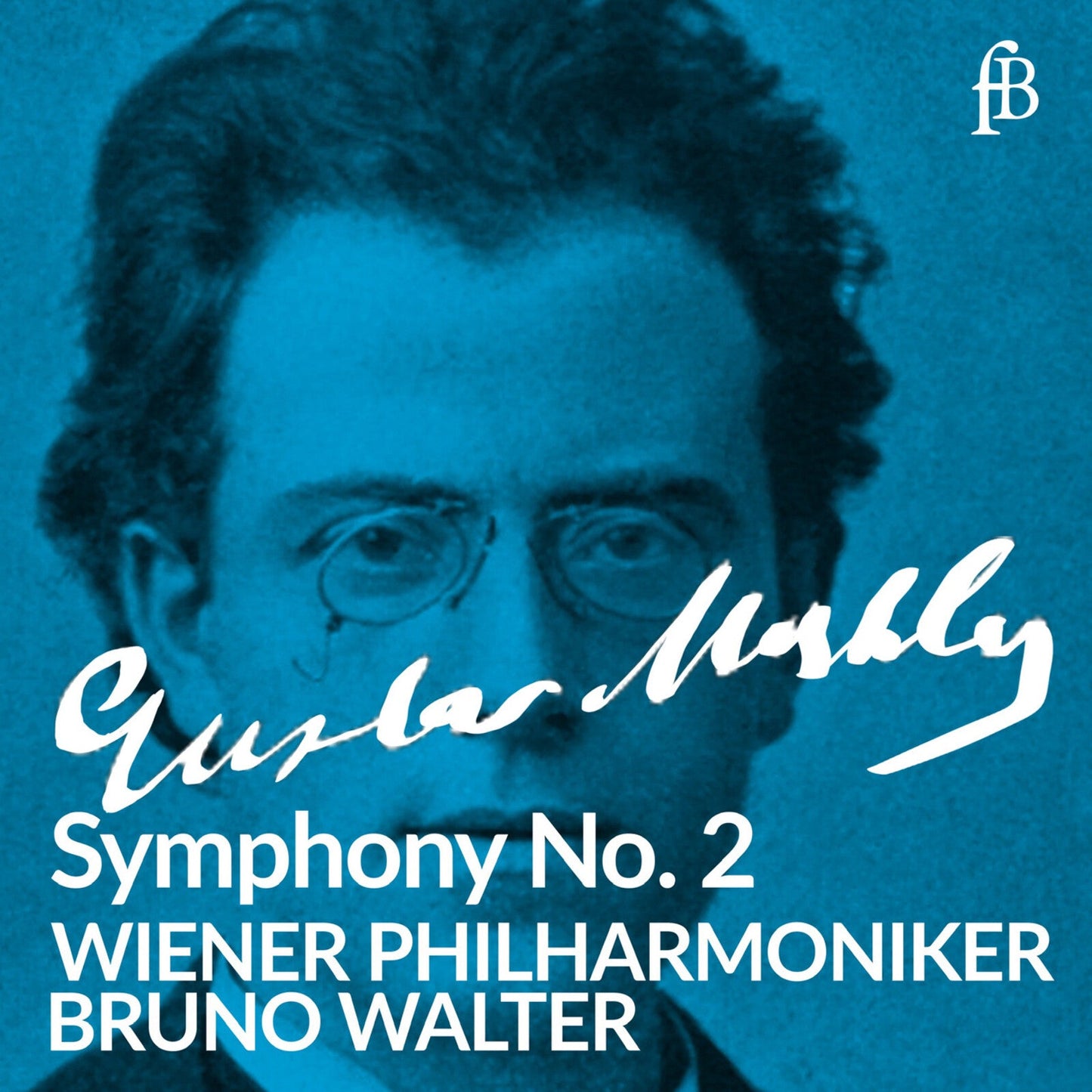 CD cover featuring a portrait of composer Gustav Mahler in blue tones.