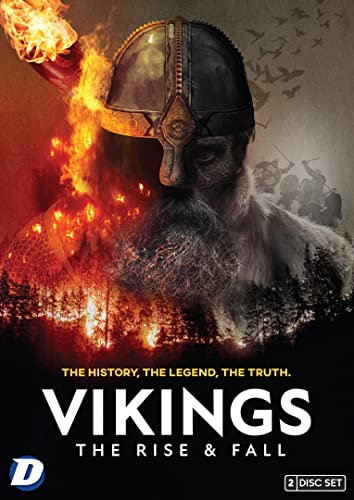 DVD cover for “Vikings: The Rise And Fall” featuring a Viking warrior.