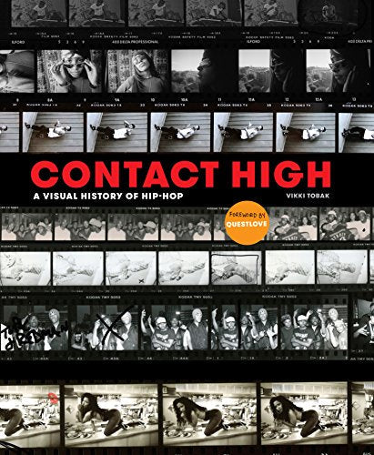 Book cover featuring black and white hip-hop photography and red text.