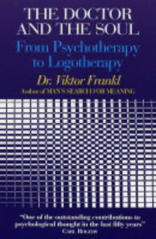 Book cover: "The Doctor and the Soul" by Viktor Frankl, dark blue and white.