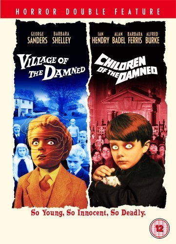 DVD cover for horror double feature with two children having glowing eyes.