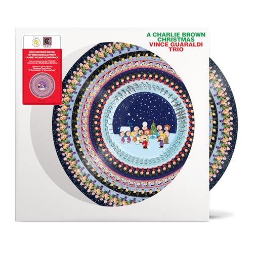 A Charlie Brown Christmas" picture disc vinyl record with colorful character rings.