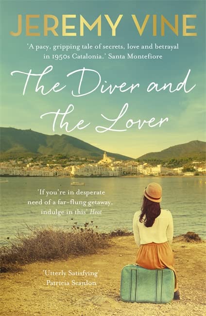 Book cover: woman with suitcase overlooking a coastal town.