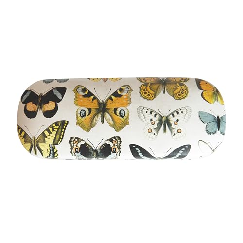Rectangular glasses case covered in a vintage butterfly print.