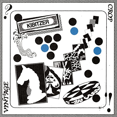 Black and white album cover with abstract shapes and chess pieces.