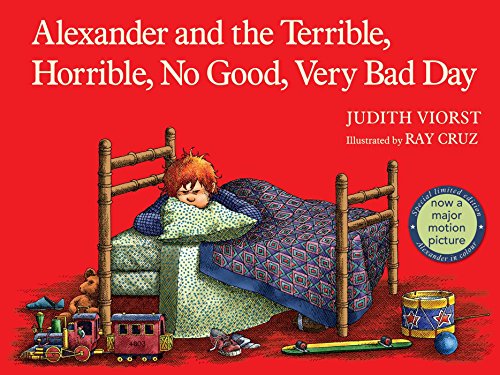 Book cover showing a boy lying in bed on a bright red background.