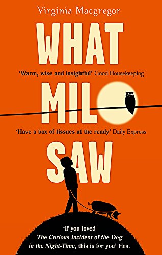 Book cover: orange background, silhouette of boy with dog, owl above.