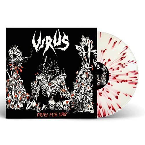 Virus “Pray For War” vinyl record with skull and plague doctor imagery.