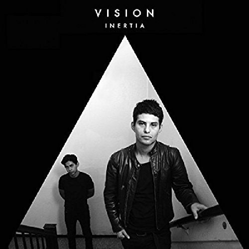 Black and white album cover featuring two men within a triangle.