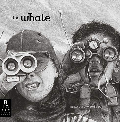Black and white illustration of two children wearing complex goggles.