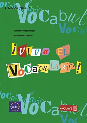 Green textbook cover with colorful, cut-out letters spelling "Viva el Vocabulario!".
