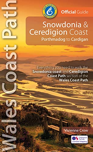 Coast path guide cover with landscape photo, text: "Snowdonia & Ceredigion.