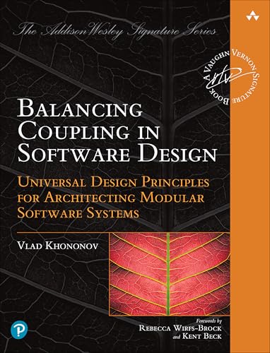 Book cover for Balancing Coupling in Software Design by Vlad Khononov with leaf background.