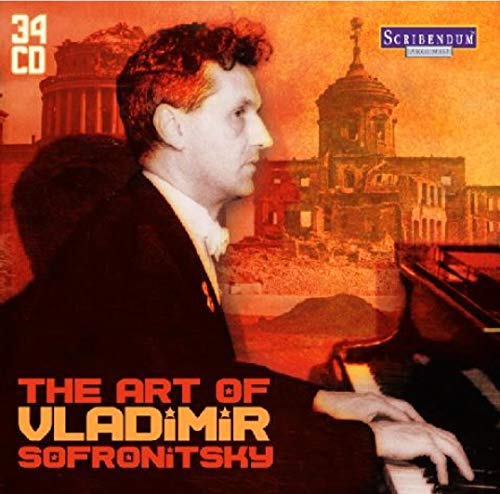 CD cover featuring pianist Vladimir Sofronitsky in profile with a building backdrop.