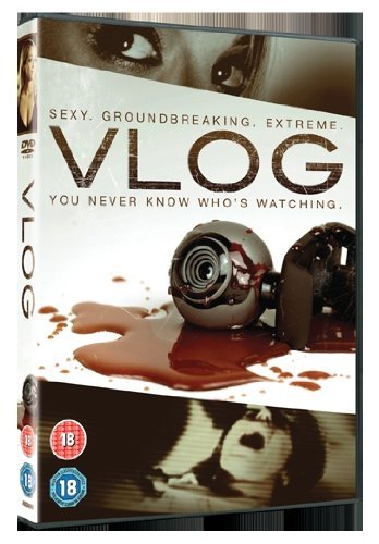 DVD case with bloody camera and close-up eyes, Vlog title in large brown letters.