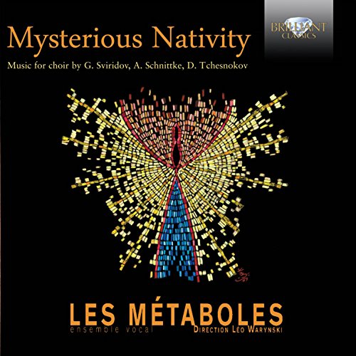 CD cover for "Mysterious Nativity" featuring a stylized, colorful butterfly image.