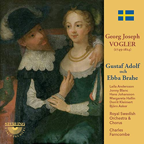 CD cover for "Gustaf Adolf och Ebba Brahe" featuring a portrait of a woman.