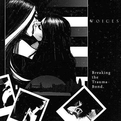 Black and white album cover featuring two figures and polaroid images.