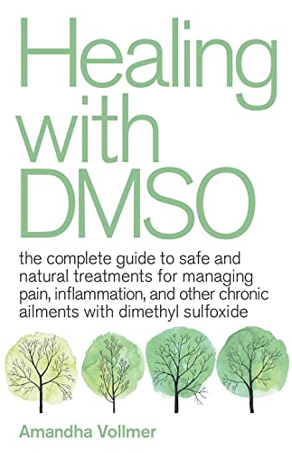 Book cover titled Healing with DMSO by Amandha Vollmer featuring four watercolor tree illustrations.
