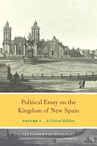 Book cover: “Political Essay on the Kingdom of New Spain,” with a historical illustration.