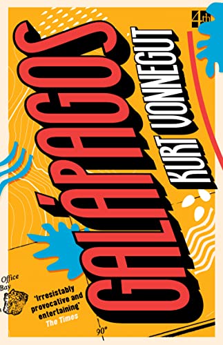 Book cover for "Galapagos" by Kurt Vonnegut, orange and red design.