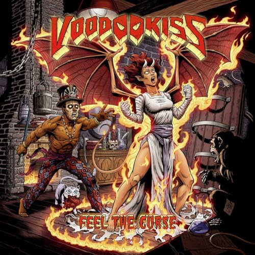 Album cover art featuring a winged woman in flames, a top-hatted man, and monkey.